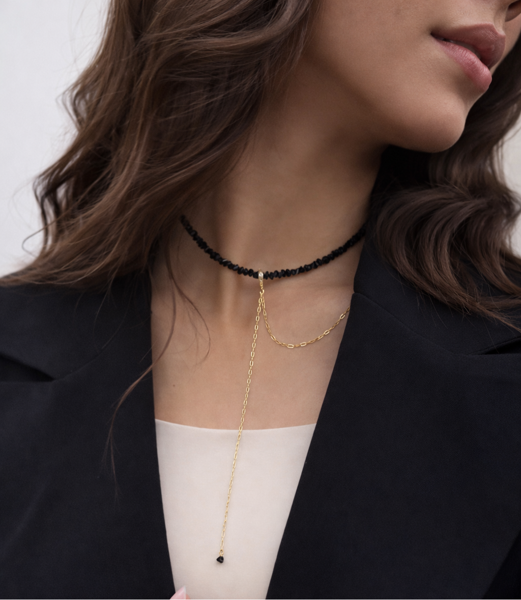 Collier en cristal avec cravate | ZAHRA JEWELRY
