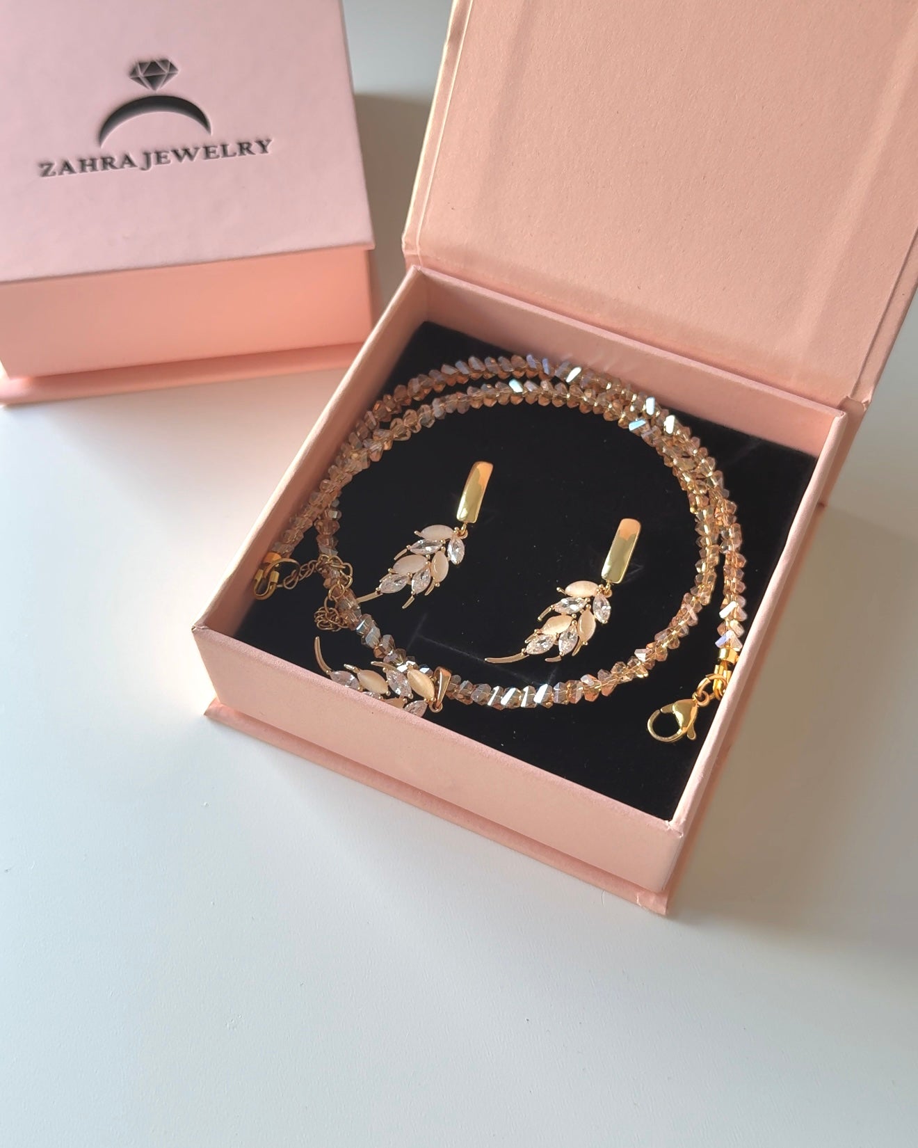 Parure Feuille Dorée - Collier & Boucles | ZAHRA JEWELRY