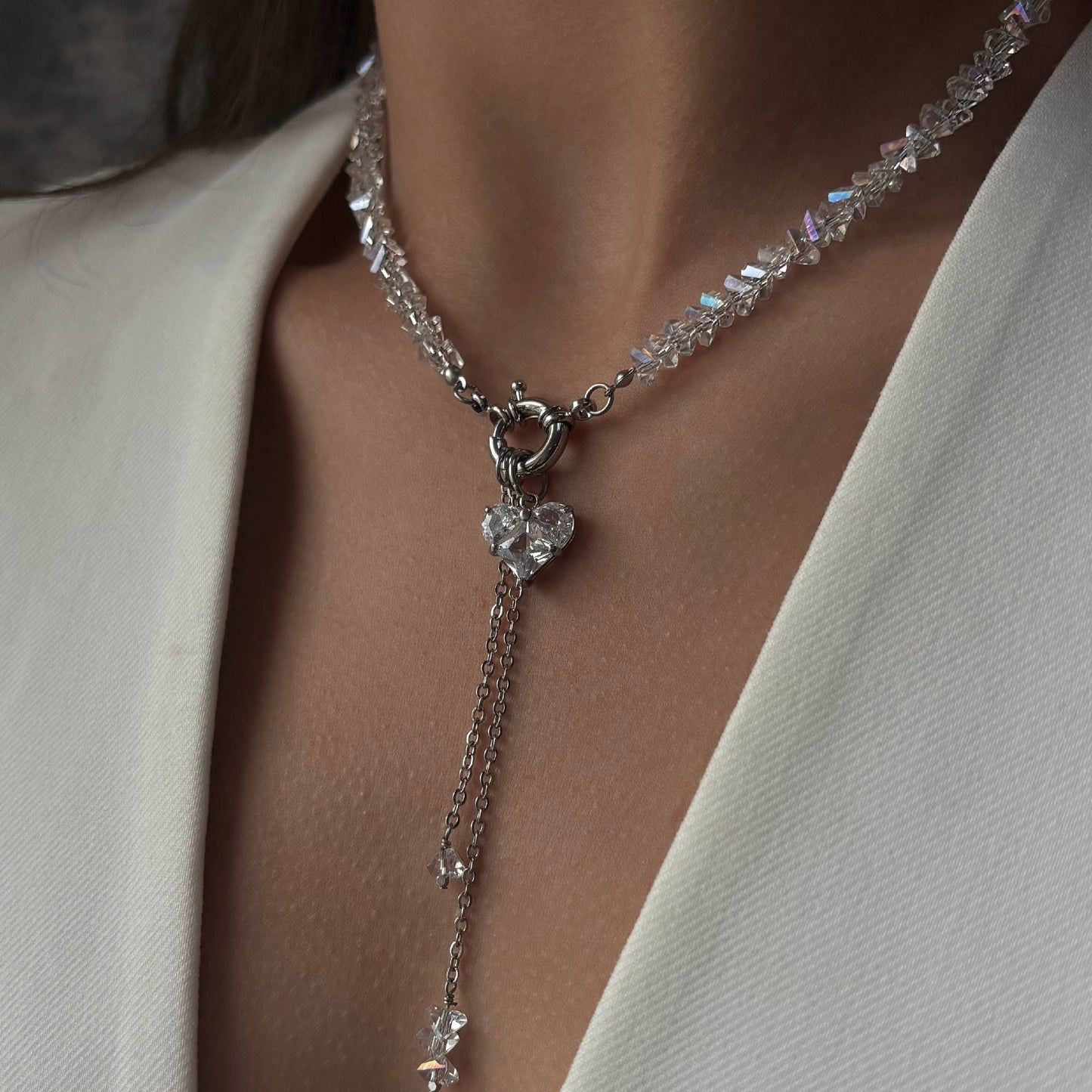Parure Cristal Cœur Doré - Collier & Boucles faits main | ZAHRA JEWELRY ZAHRA JEWELRY