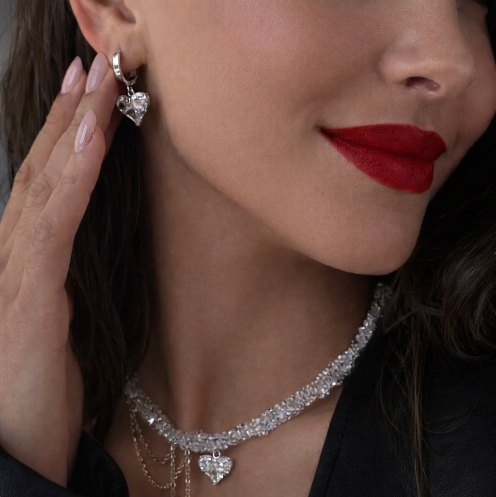 Parure Collier & Boucles d’Oreilles en Perles de Verre | ZAHRA JEWELRY