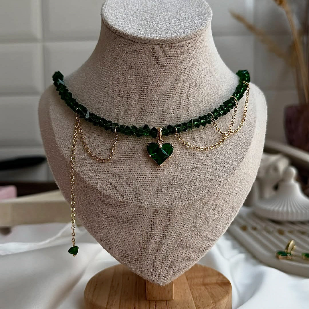 Collier cristal vert émeraude en perles | Zahra Jewelry