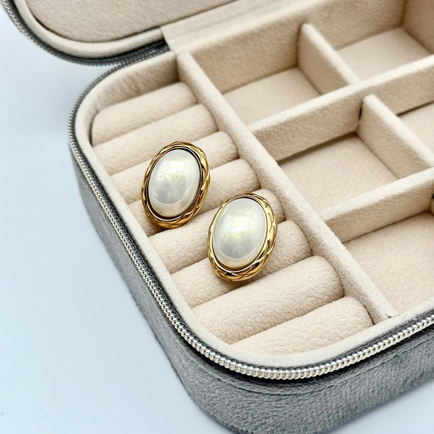 Boucles d’oreilles perles ovale en acier inoxydable | Zahra Jewelry ZAHRA JEWELRY