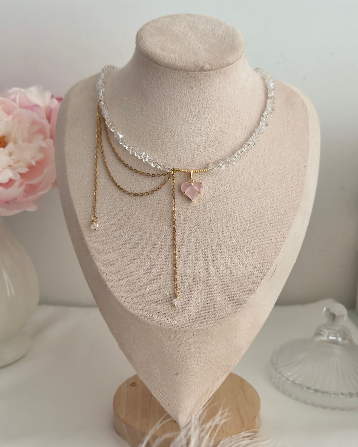 Parure Rose Poudrée – Collier & Boucles Faits Main