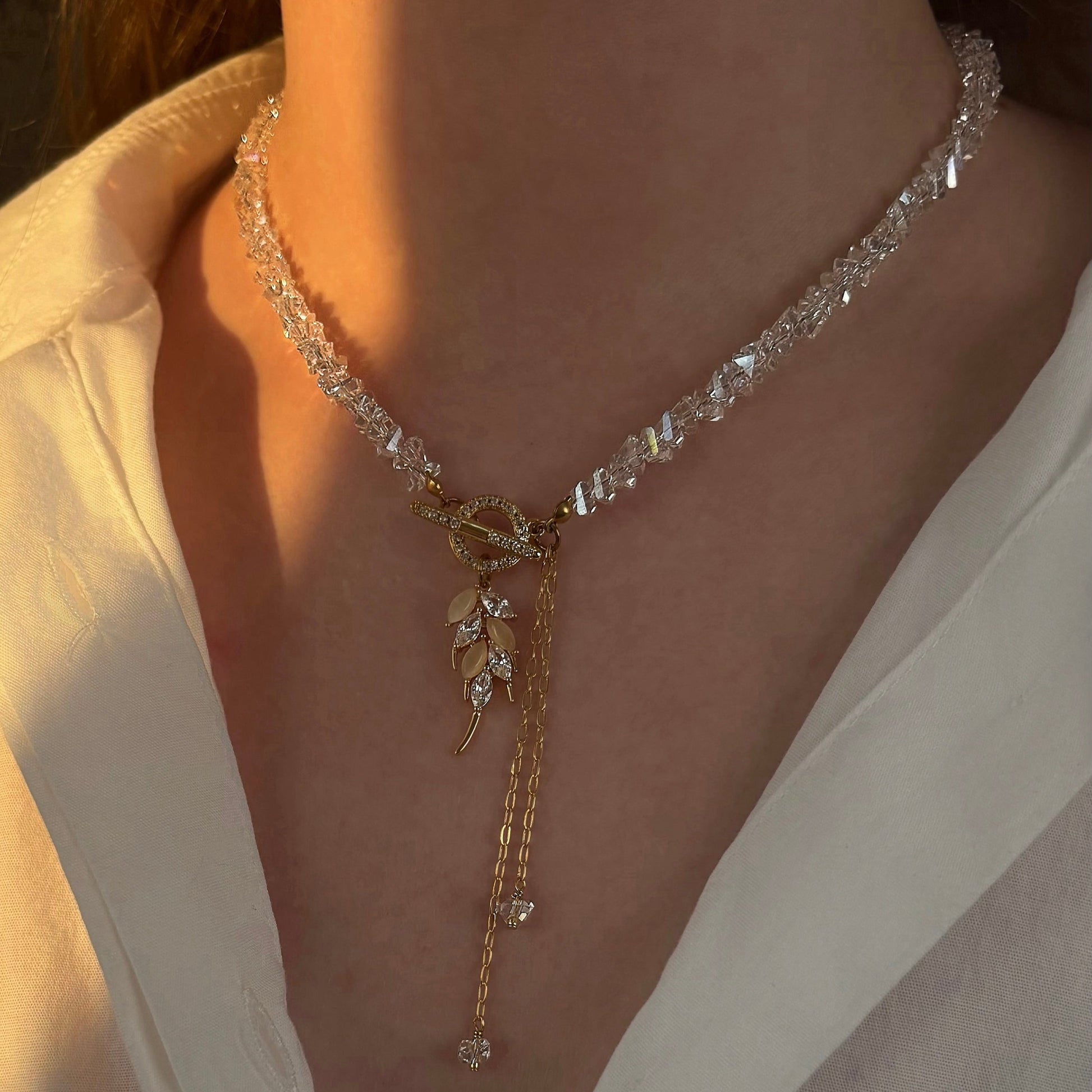Parure Cristal Feuille - Collier & Boucles faits main | ZAHRA JEWELRY ZAHRA JEWELRY
