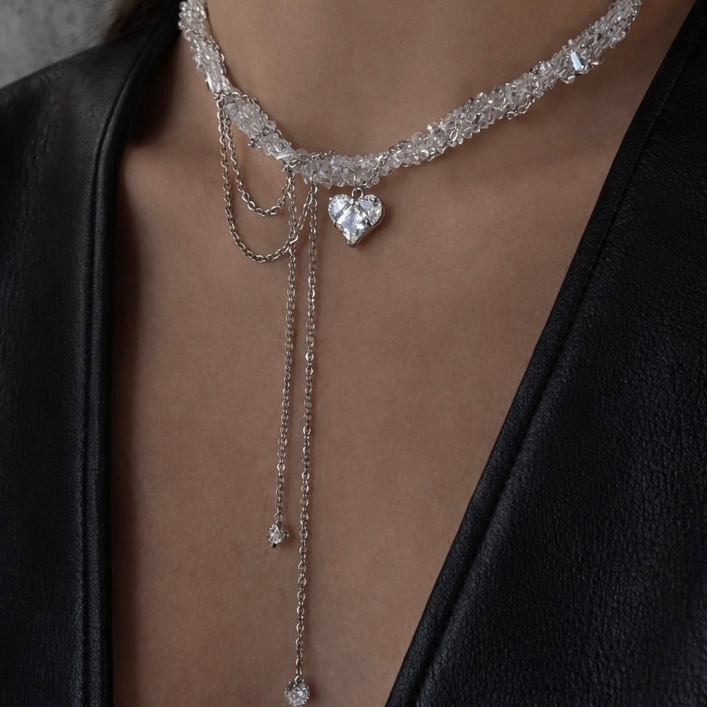 Parure Cristal Cœur Doré - Collier & Boucles faits main  | ZAHRA JEWELRY ZAHRA JEWELRY