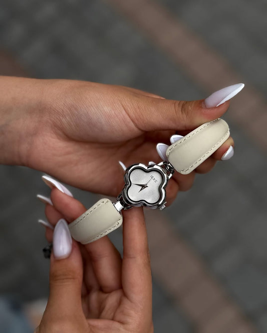 Montre Trèfle EIKE - Blanc & Argent