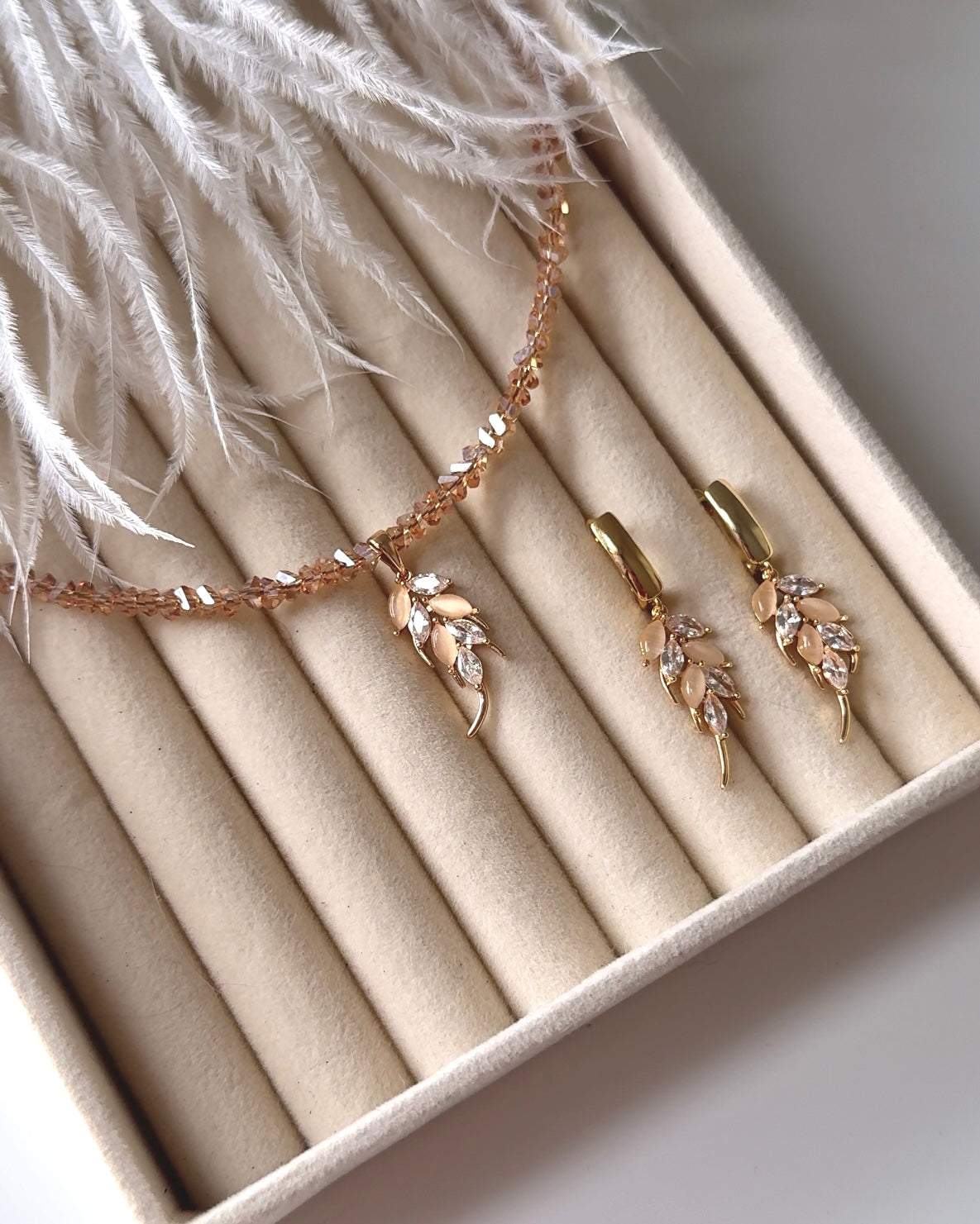 Parure Feuille Dorée - Collier & Boucles | ZAHRA JEWELRY