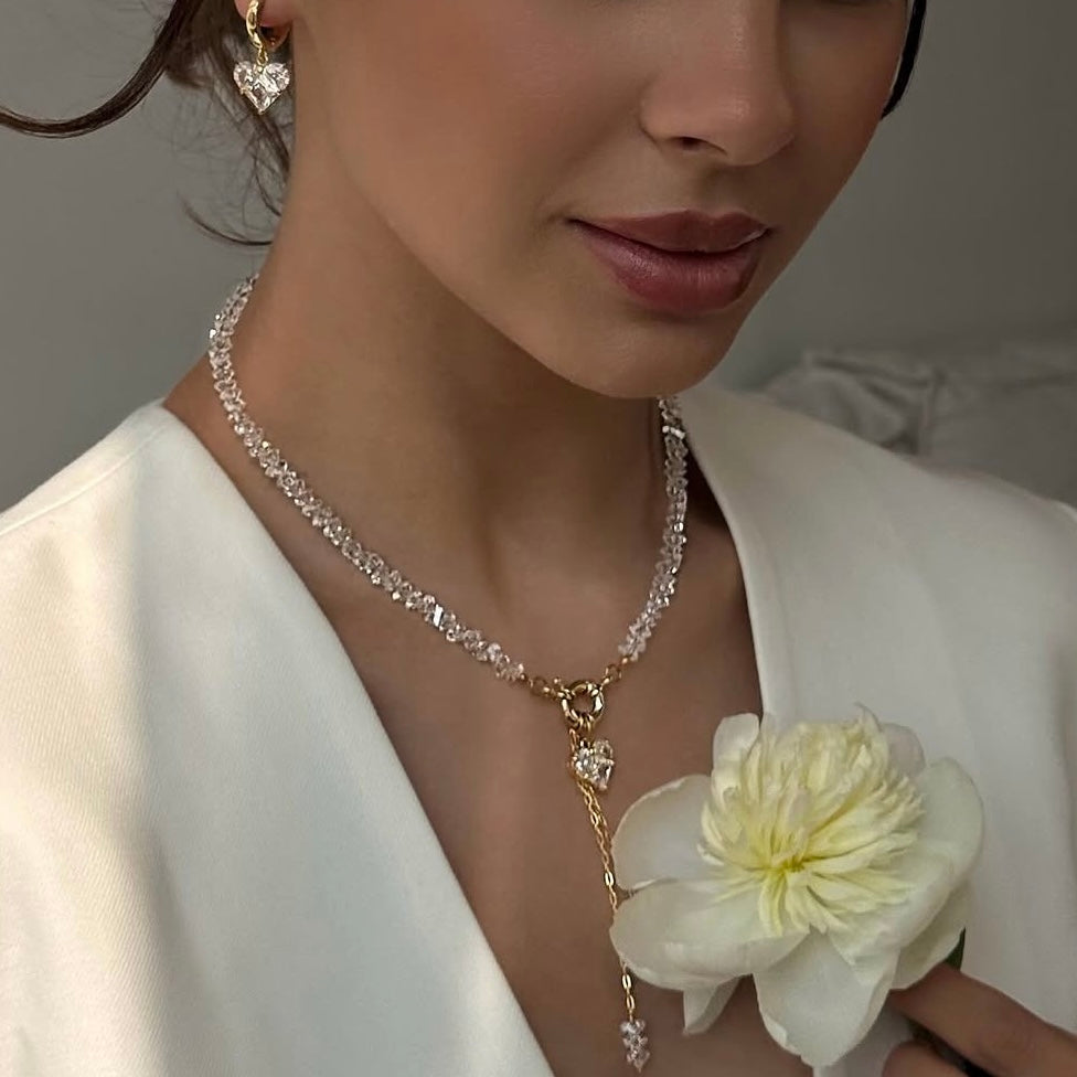 Parure Cristal Cœur Doré | ZAHRA JEWELRY