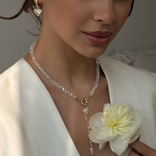 Parure Cristal Cœur Doré | ZAHRA JEWELRY
