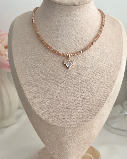 Parure Cristal Dorée Cœur Doré - Collier & Boucles faits main | ZAHRA JEWELRY