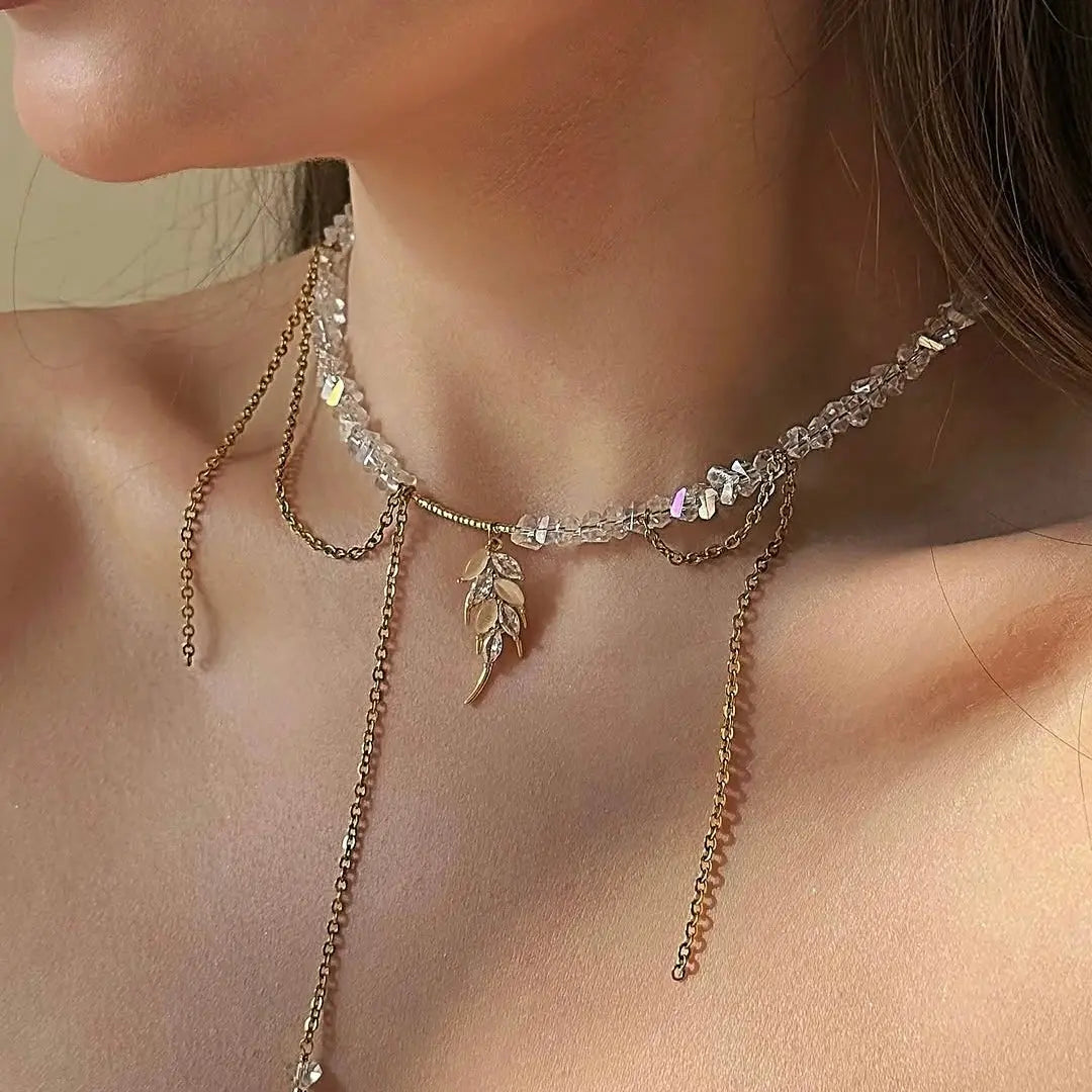 Parure Cristal Feuille - Collier & Boucles faits main | ZAHRA JEWELRY ZAHRA JEWELRY