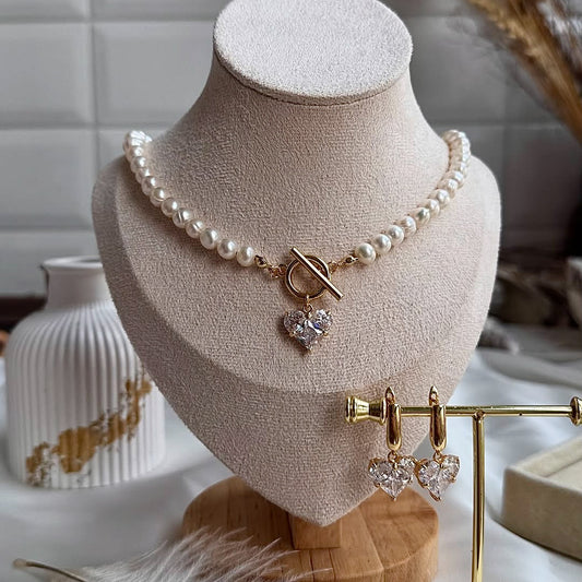 Collier & Boucles d’oreilles Cœur Cristal