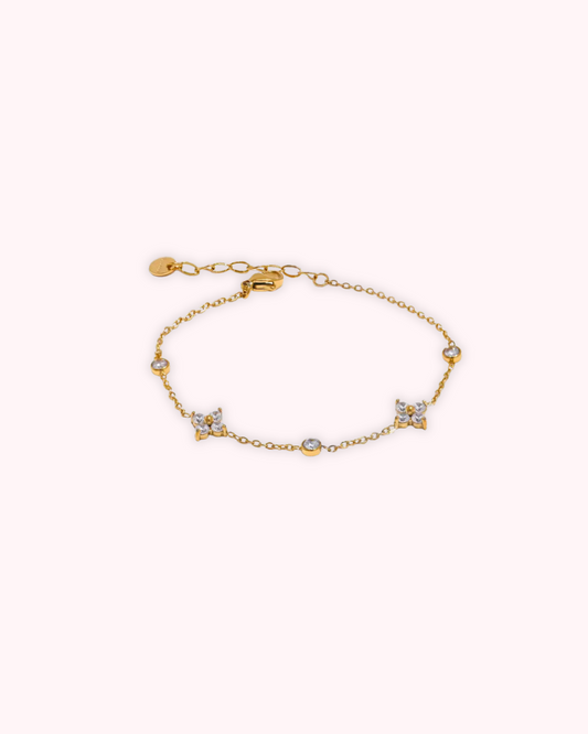 Bracelet fleurs en zircone - Acier inoxydable | Zahra Jewelry