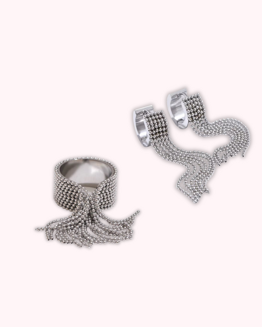 Duo bague & boucles d’oreilles en acier inoxydable | Zahra Jewelry