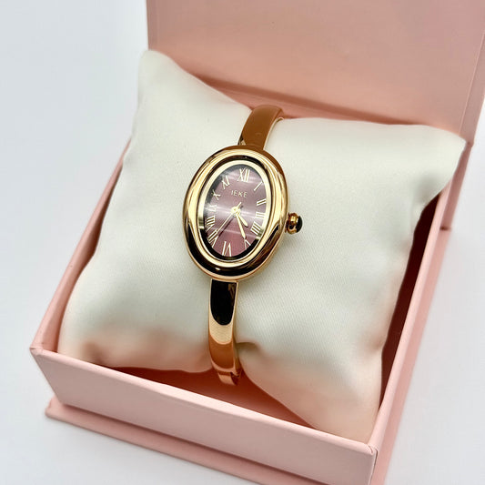 Montre Bordeaux et Doré | Zahra Jewelry