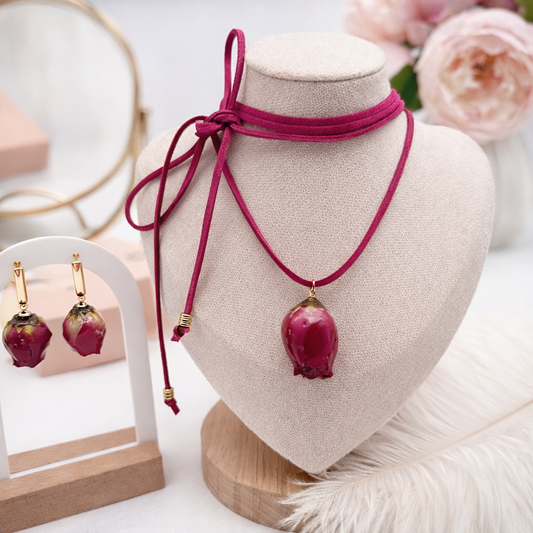 Parure Rosa & Boucles d’oreilles Assorties