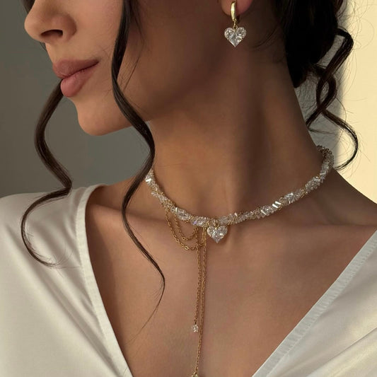 Parure Collier & Boucles d’oreilles en Perles de Verre | ZAHRA JEWELRY